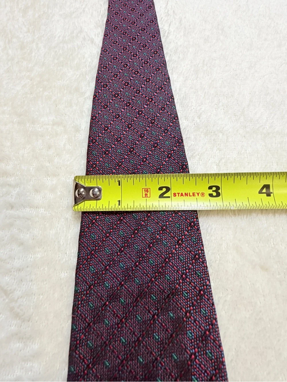 Rare Vintage Enrico Cucci Roma Burgundy Jacquard Woven Micro-Geometric Tie